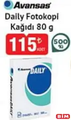 AVANSAS DAİLY FOTOKOPİ KAĞIDI 80 G 500'LÜ AVANSAS DAİLY FOTOKOPİ KAĞIDI 80 G 500'LÜ